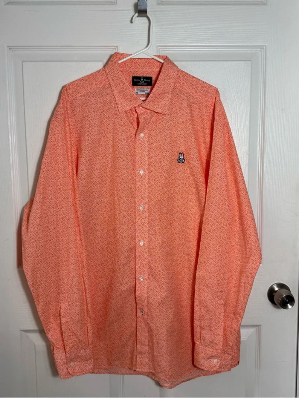Psycho Bunny Button Down Shirt 2XL Orange Floral Print Lightweight - Picture 9 of 9